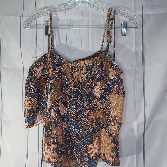 Madewell 100% silk cropped off the shoulder boho top - Picture 6 of 10